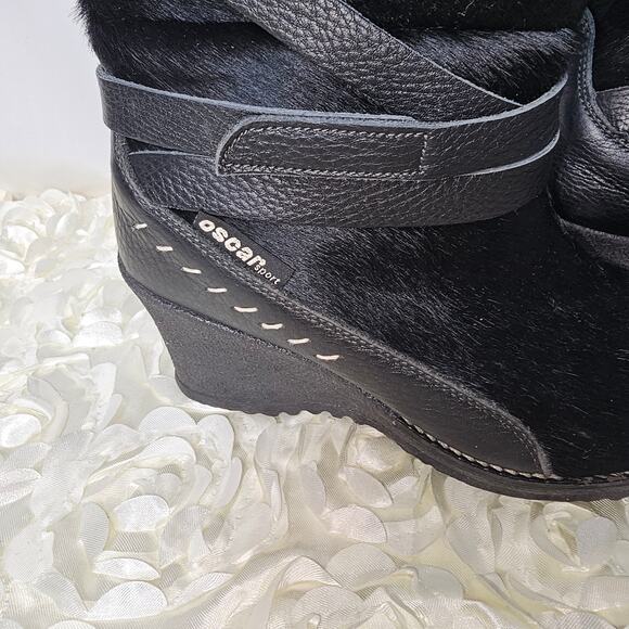 Oscar Sport Black Calf/Pony Hair Winter Snow Boot, Size 37 =6 - Picture 3 of 11